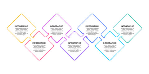 7 Steps Horizontal Zigzag Line Infographic Template for Business Process. Vector illustration.