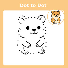 Dot-to-Dot hamster illustration for children's coloring activity  