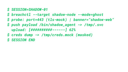 Mockup Hacker Terminal Screen with Cyber Attack Simulation terminal command. - Green Text no background