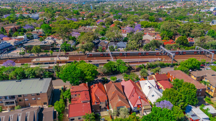 Panorama Drone Aerial view of Summer Hill Lewisham Ashfield of Suburban federation residential...