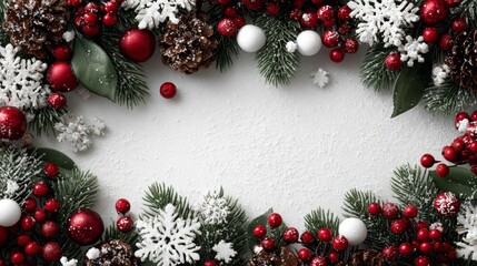 Festive white Christmas background with snowy holiday theme, soft winter textures, space in the middle for text, ideal for seasonal party invitations, greeting cards, and celebration design.