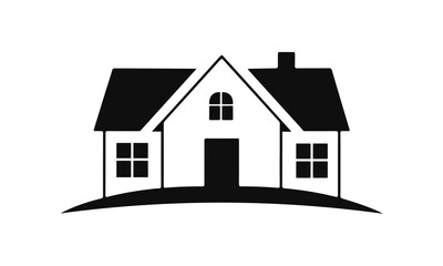 House silhouette, home icon, simple real estate logo, black house vector, residential design, vector illustration