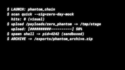 Mockup Hacker Terminal Screen with Cyber Attack Simulation terminal command. - White neon text