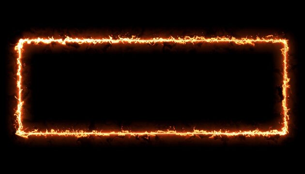 Fiery rectangular frame glowing against a dark background, ideal for dynamic text or graphic presentations