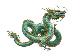 Obraz premium Isolated mythical azure dragon figure, a powerful and majestic symbol of ancient Chinese culture