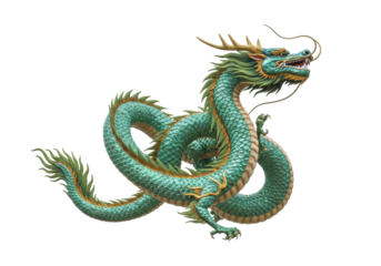 Isolated mythical azure dragon figure, a powerful and majestic symbol of ancient Chinese culture