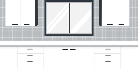 Modern white kitchen interior front view