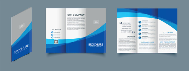 Corporate Blue Trifold Brochure Template. Editable and print-ready design for promotional materials.