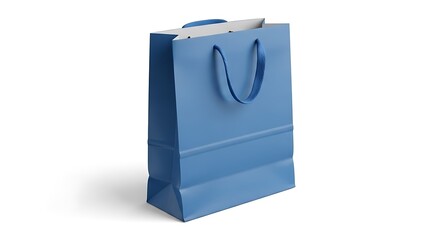 Tall blue paper gift bag with handles