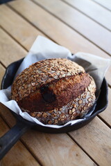 Rustic sourdough wholewheat bread