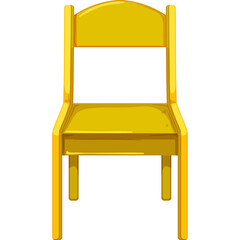 Bright Yellow Wooden Chair With Simple Design Isolated On White Background