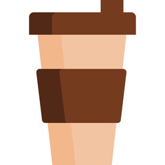 Brown Coffee Cup With A Lid And A Sleeve Against A Transparent Background Vector Art