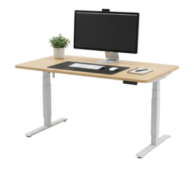 Modern Standing Desk with Computer Setup Isolated PNG Cutout Transparent