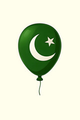 Green Balloon with Pakistan Flag &ndash; Crescent and Star Symbol of National Celebration Isolated on Transparent Background