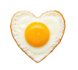 Heart Shaped Fried Egg with Yolk Isolated PNG Cutout Transparent