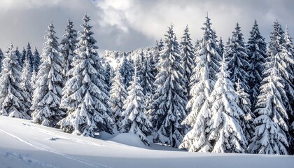 Fototapeta premium Snowy winter forest panorama