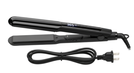 Black Digital Hair Straightening Iron with Cord Isolated PNG Cutout Transparent