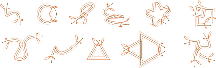 Vector illustration of a set of black and white divider line art