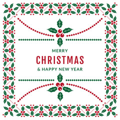 Festive Christmas card frame with cherry background