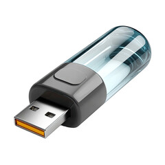 Clear USB drive with gray caps