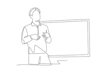 Business presentations concept one-line drawing