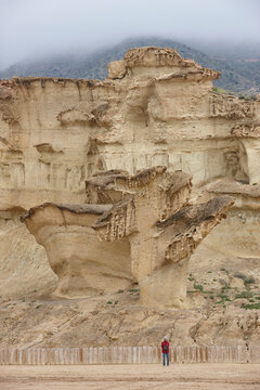Picturesque huge sand formation in Mazarron. Gredas de Bolnuevo. Spain