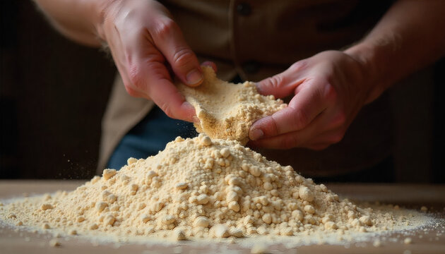 Flour Powder Baking Ingredient Hand Culinary Preparation Food