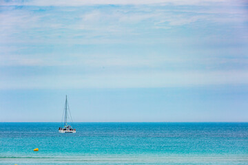 Fototapeta premium Minimalist Sea Horizon Line Against Sky Background Seascape