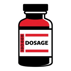 Red pill bottle with 100000 label isolated on transparent background