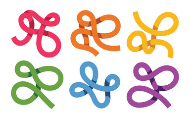 Vibrant knot designs in a rainbow of colors offer playful logo ideas, creative brand concepts, and unique design elements to inspire your next project