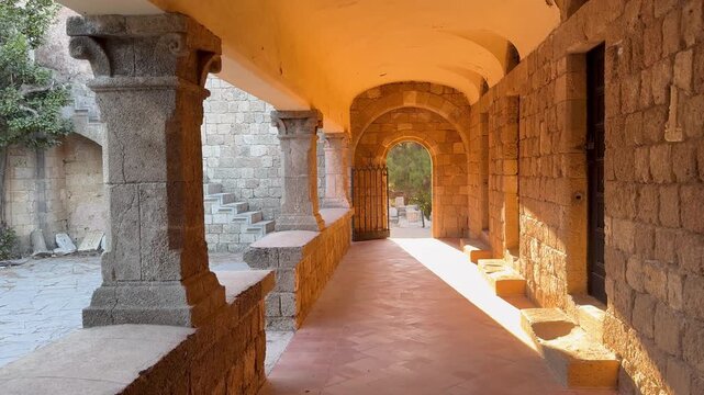 Exploring the architecture and stonework of filerimos monastery on rhodes island greece