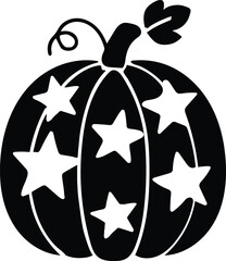 Festive Halloween pumpkin with star accents in a black and white design