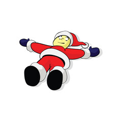 Cartoon Santa Claus Lying Down Relaxing Christmas Vector Illustration
