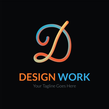 Creative design work logo gradient letter d branding
