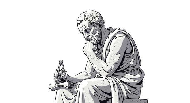 Ancient Greek Philosopher Deeply Engrossed in Contemplation.