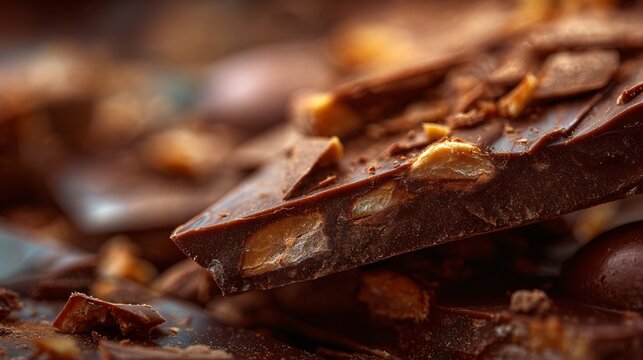 A close-up chocolate bark texture with candy shards - Powered by Adobe