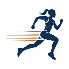 Female runner fast motion icon