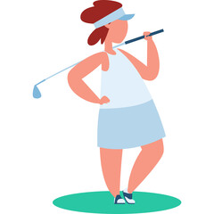 Woman In White Golf Outfit Holding A Club With A Visor And Skirt On A Green Course With Transperent Background