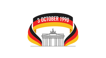 German Unity Day Celebration with Brandenburg Gate and Flag.