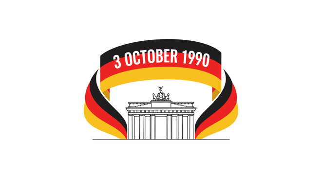 German Unity Day Celebration with Brandenburg Gate and Flag.