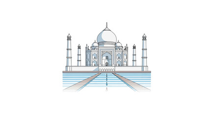 Elegant architectural sketch of the Taj Mahal on a white background.