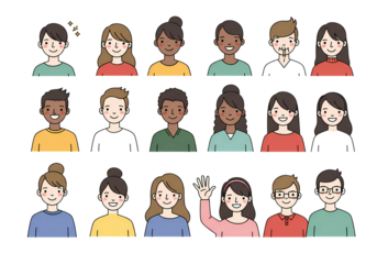 Diverse friendly people vector illustration set