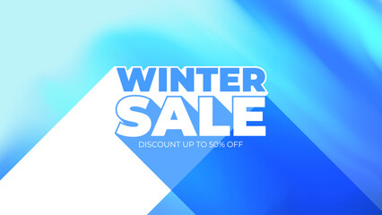 Winter Sale Commercial Banner. Winter Season Sale promotion background with blurred colors and long shadows. Vector illustration.