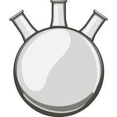 Cartoon Three Necked Round Bottom Flask Laboratory Glassware With Transparent Background For Science Experiments