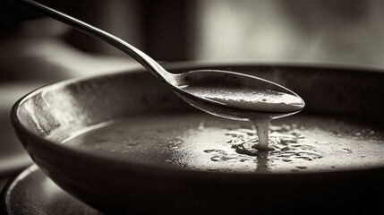A monochrome color scheme soup photo, creative concept