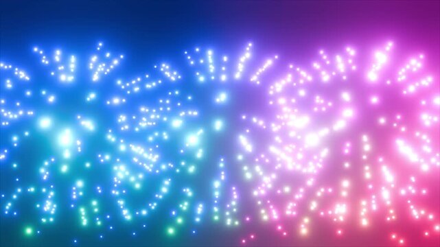 Colorful fireworks and firecracker explosion animation | glowing spark particles | festival celebration video for event openings, weddings, New Year, Diwali, parties looped motion graphics background.