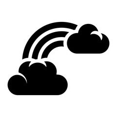 Naklejka premium clouds with rainbow glyph icon