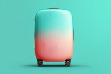 スカイブルーとコーラルピンクのグラデーションベクター旅行用スーツケース