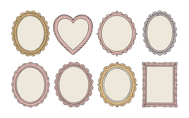 Obraz premium Charming collection of doodle frames for invitations, announcements, and creative projects that need a cute touch of pastel color and love