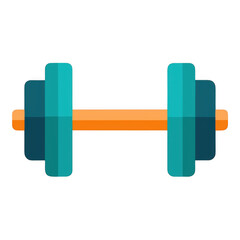 Teal dumbbell with orange handle isolated on transparent background